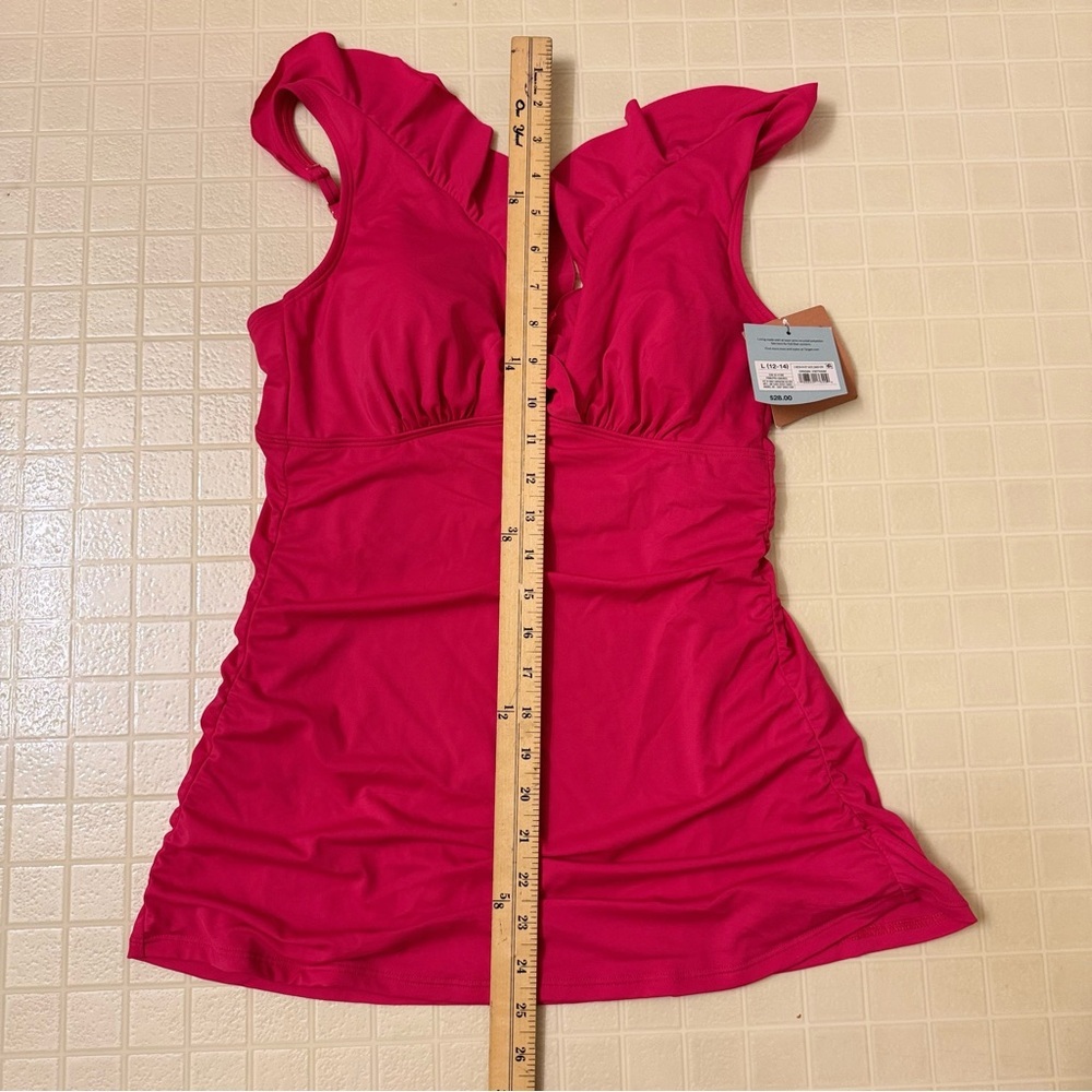 Womens Ruffle Flounce Tankini Top
- Shade & Shore Pink Size L - Picture 3 of 6